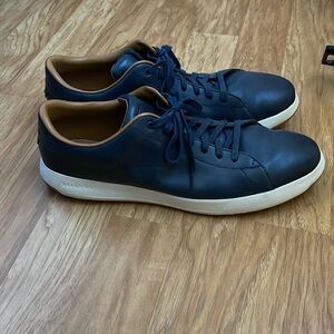 Cole Haan GrandPrø Blue Leather Lace-Up Tennis Sneaker